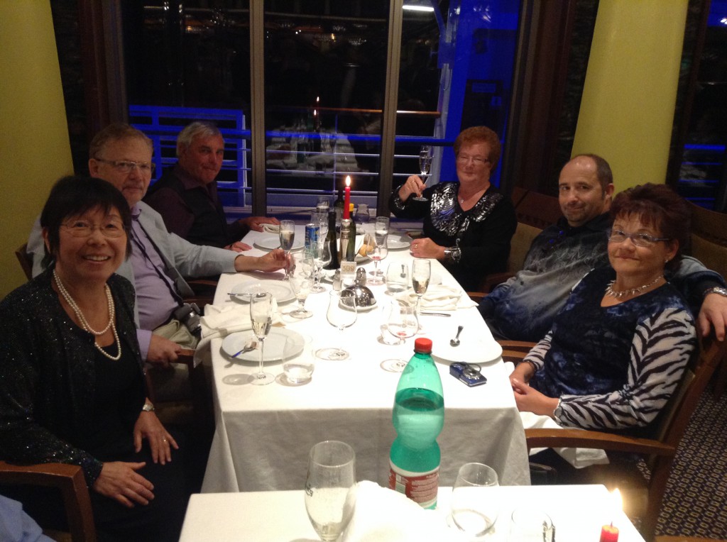 Costa Fortuna, Dinner Table, with neighbors: Michiko, Joe, Koni, Evi, Jakob, Annemarie